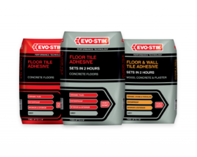 Powdered floor tile adhesives